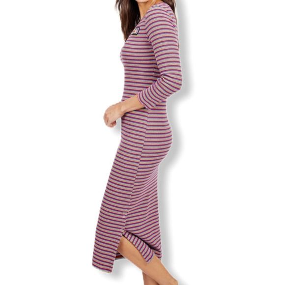 Juicy Couture Thermal Rainbow Striped Bodycon Midi Dress - Picture 2 of 15